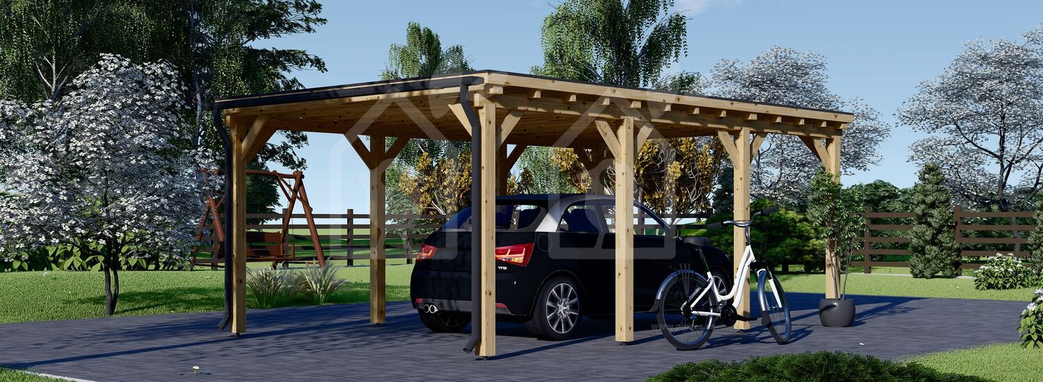 Cochera de madera MODERN, 3x6 m, 18 m²