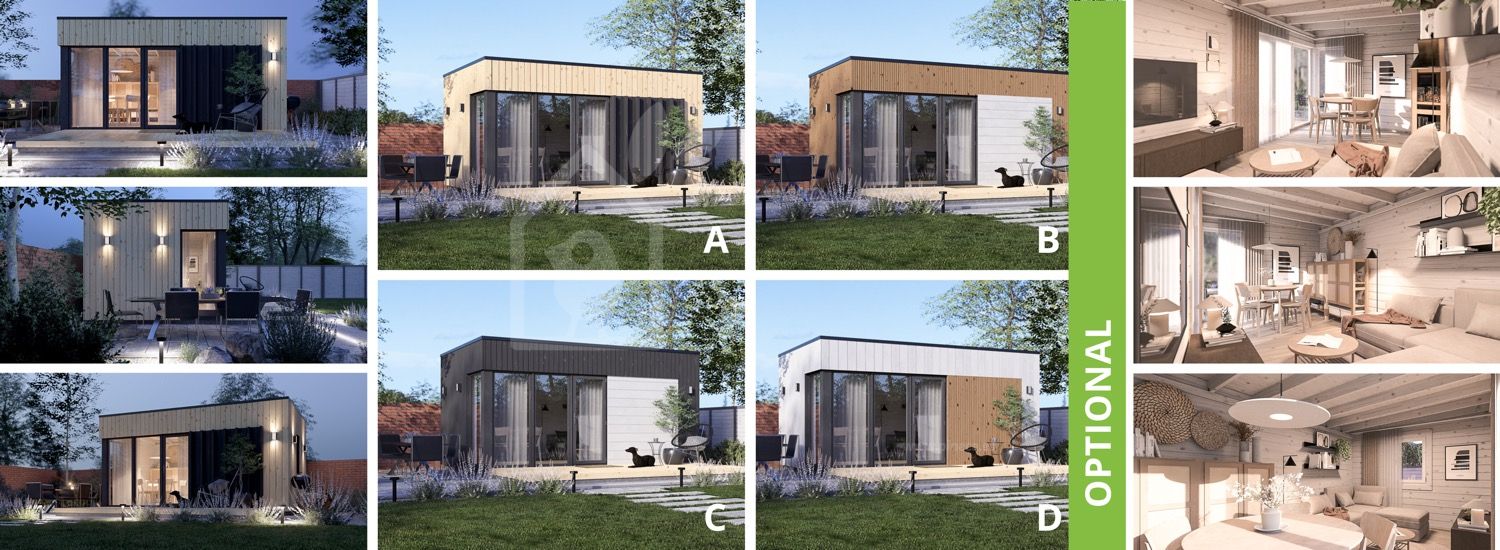 Oficina prefabricada de madera PREMIUM (34 mm + revestimiento), 5x3 m, 13 m² visualization 1