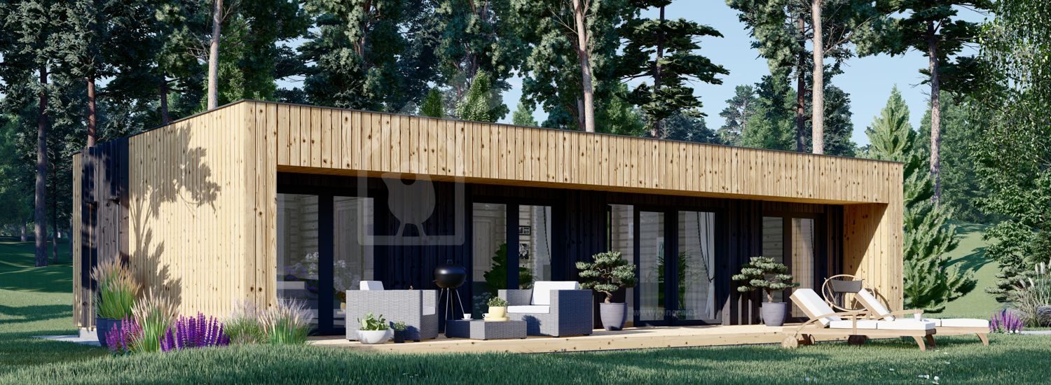 Casa de madera prefabricada KAYA 2 (44 mm + revestimiento), 64 m² visualization 1