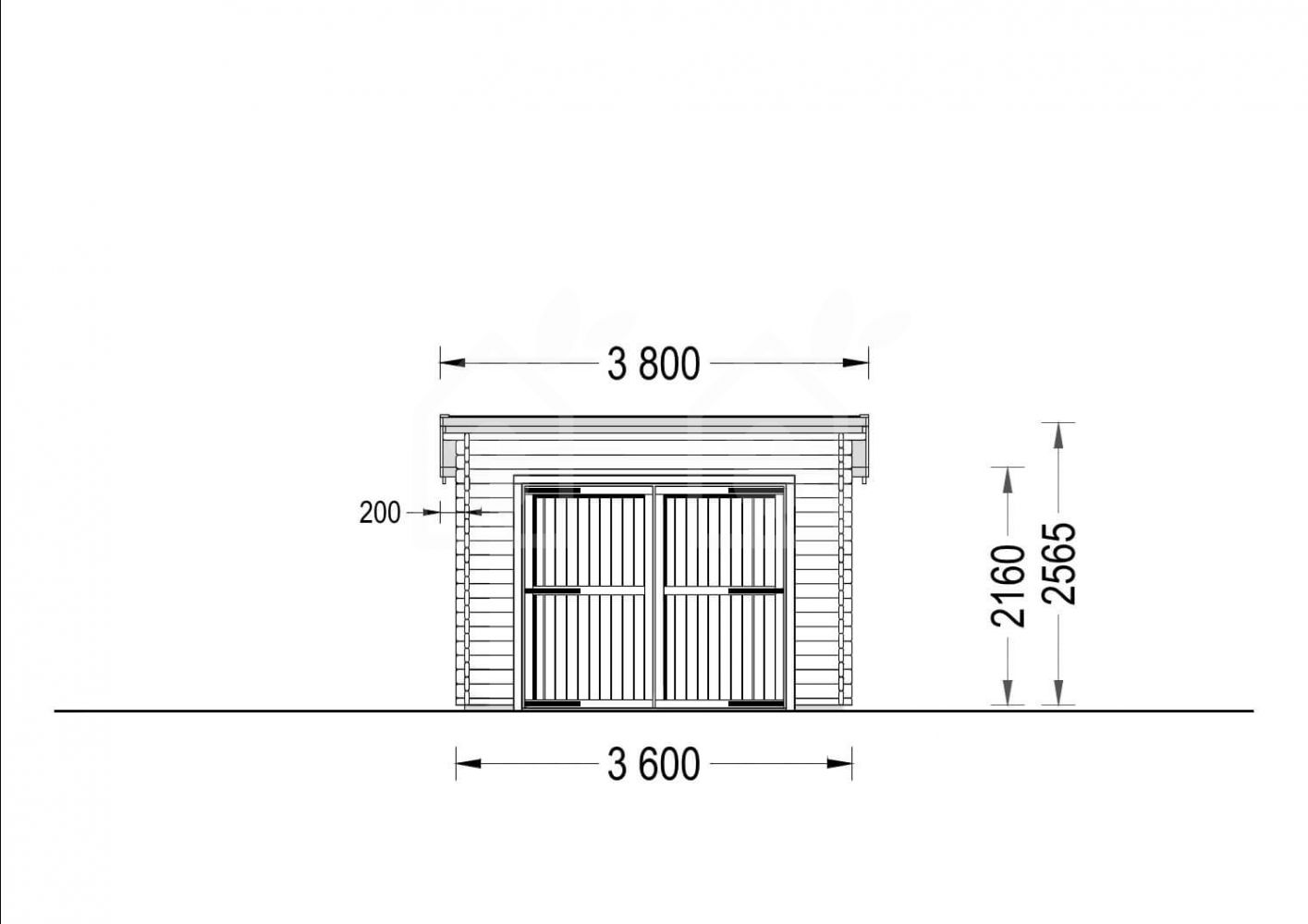 Garaje de madera de techo plano MODERN (44 mm), 3.6x5.4 m, 20 m²