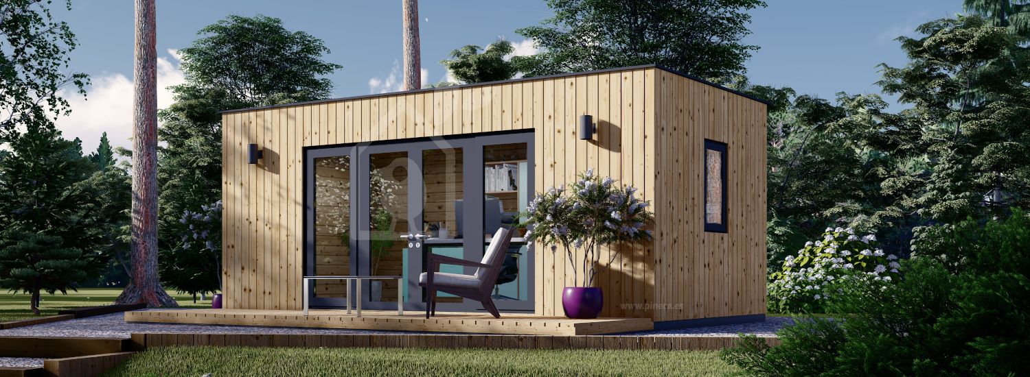 Oficina prefabricada de madera PREMIUM (Aislada PLUS, 34 mm + revestimiento), 6x3 m, 18 m² visualization 1
