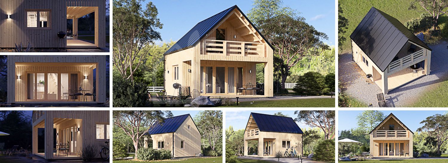 Casa de madera para jardin SARA S (44 mm + revestimiento), 27 m² visualization 1