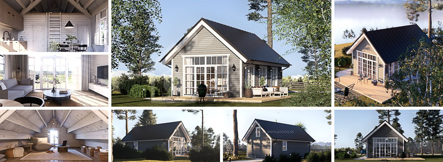 Casa de madera para vivir ARIELLE RV (Aislada PLUS, 44 mm + revestimiento), 44 m² visualization 1