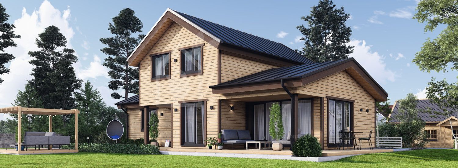 Casa de madera para vivir HOLLAND RV (Aislada PLUS, 44 mm + revestimiento), 116 m² visualization 1