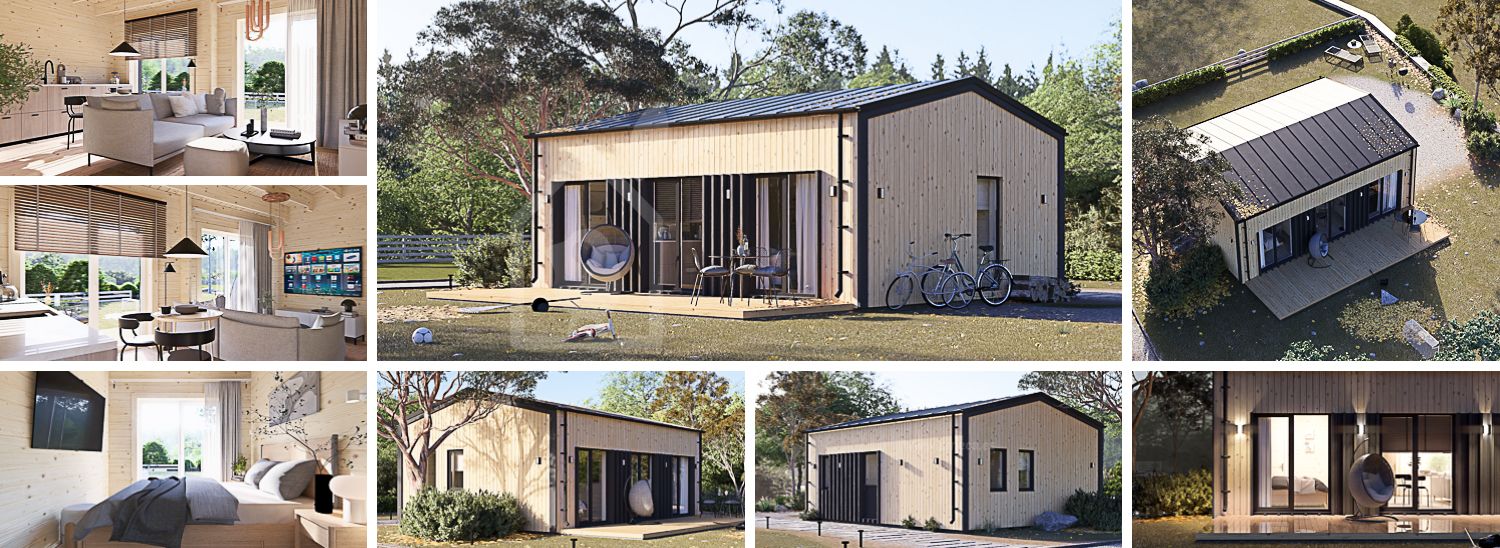 Casa de madera para vivir ANGELA RV (Aislada PLUS, 44 mm + revestimiento), 43 m² visualization 1