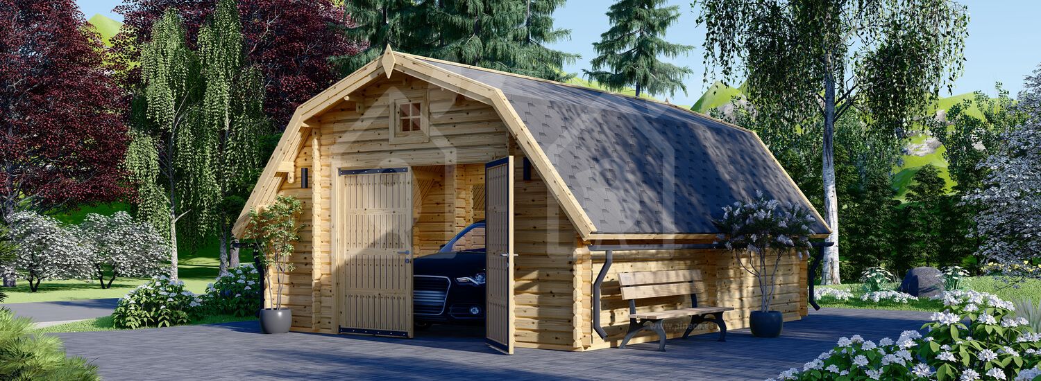 Garaje de madera BARN (44 mm), 5x6 m, 30 m² visualization 1