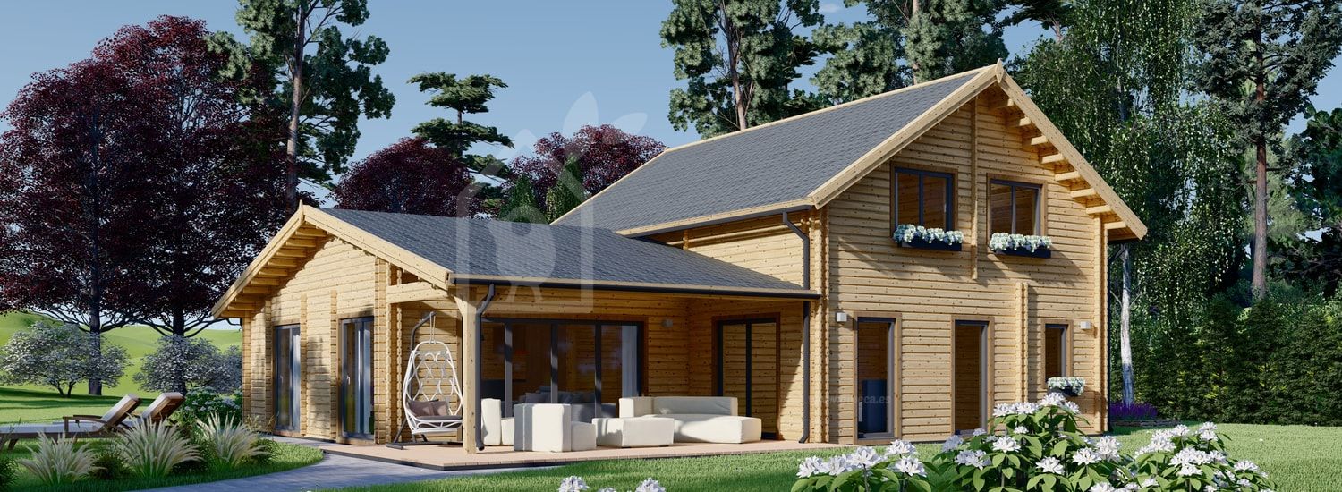 Casa de madera DARLA (Aislada, 44+44 mm), 180 m² visualization 1