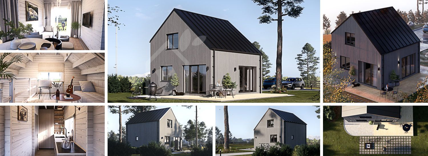 Casa de madera para vivir SELIA RV (Aislada PLUS, 44 mm + revestimiento), 44 m² visualization 1