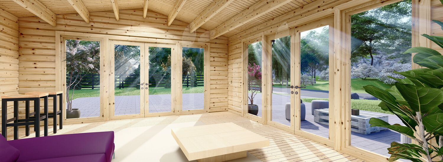 Caseta de jardín de madera MIA (Aislada PLUS, 44+44 mm), 5.5x5.5 m, 30 m²