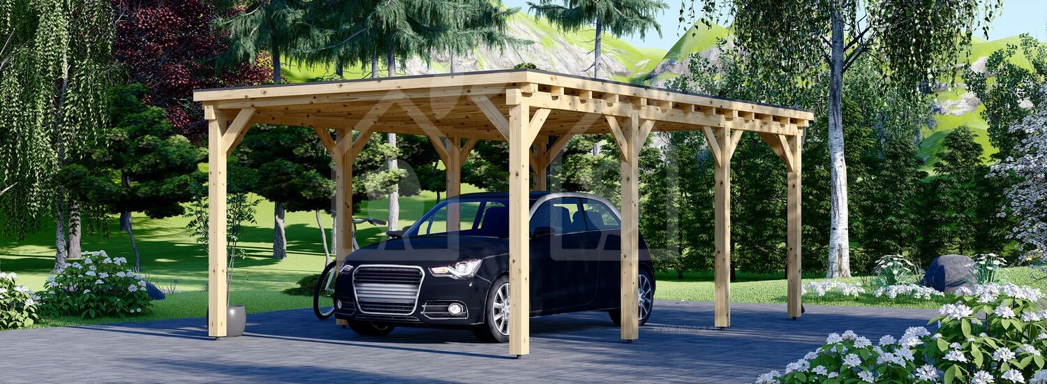 Cochera de madera MODERN, 3x6 m, 18 m²