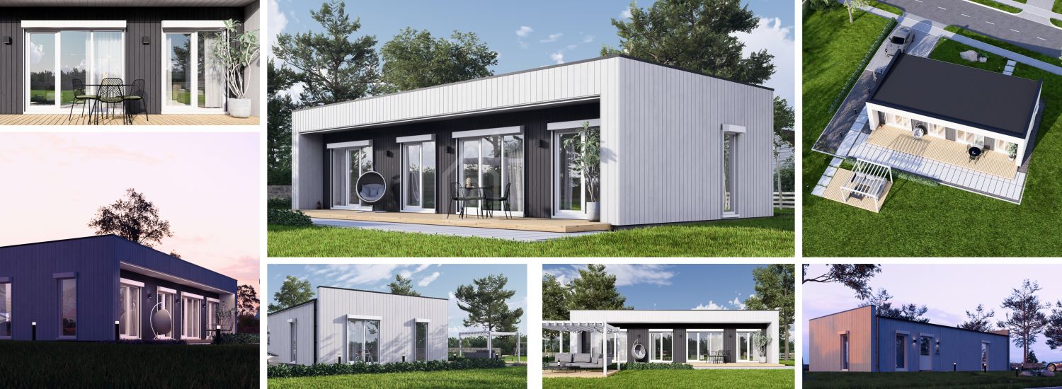 Casa prefabricada para vivir KAYA 3 PV S (44 mm + revestimiento), 70 m² visualization 1