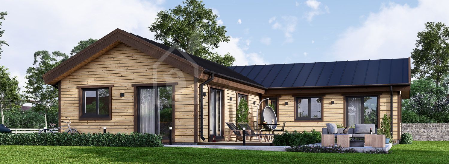 Casa de madera para vivir PAULA RV (Aislada PLUS, 44 mm + revestimiento), 118 m² visualization 1