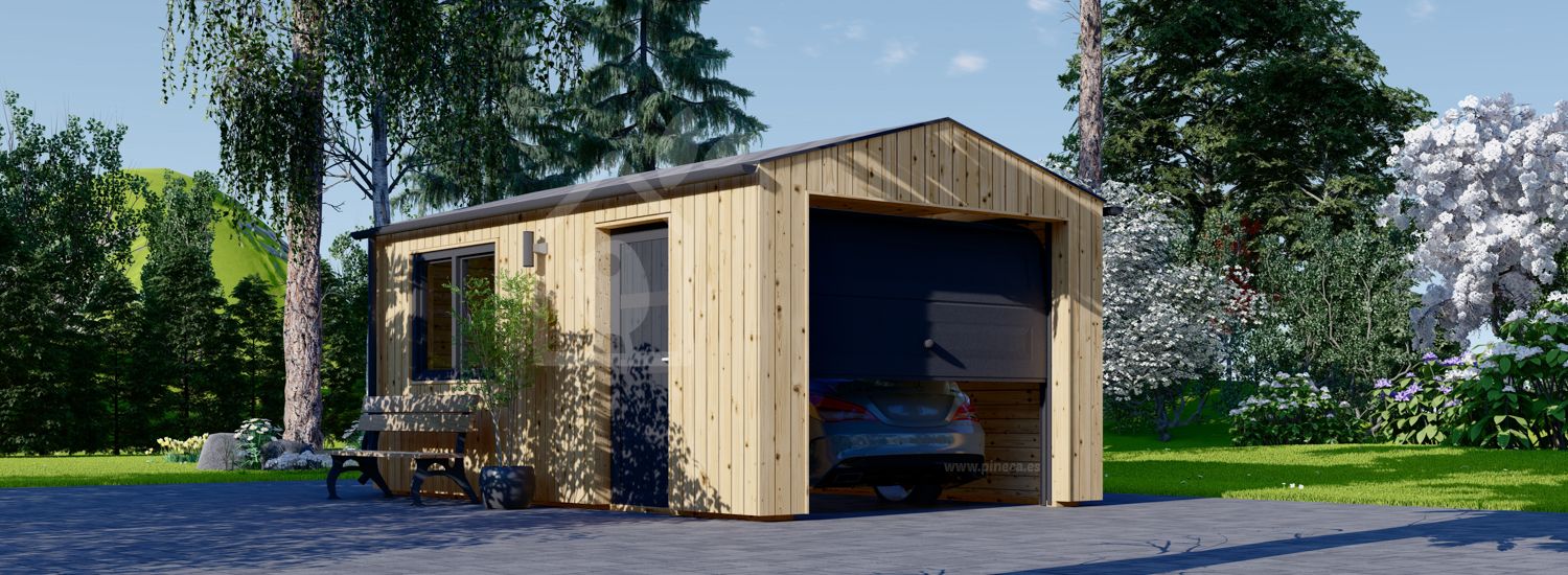 Garaje de madera SILVIA (34 mm + revestimiento), 3.2x5.2 m, 16.6 m² visualization 1