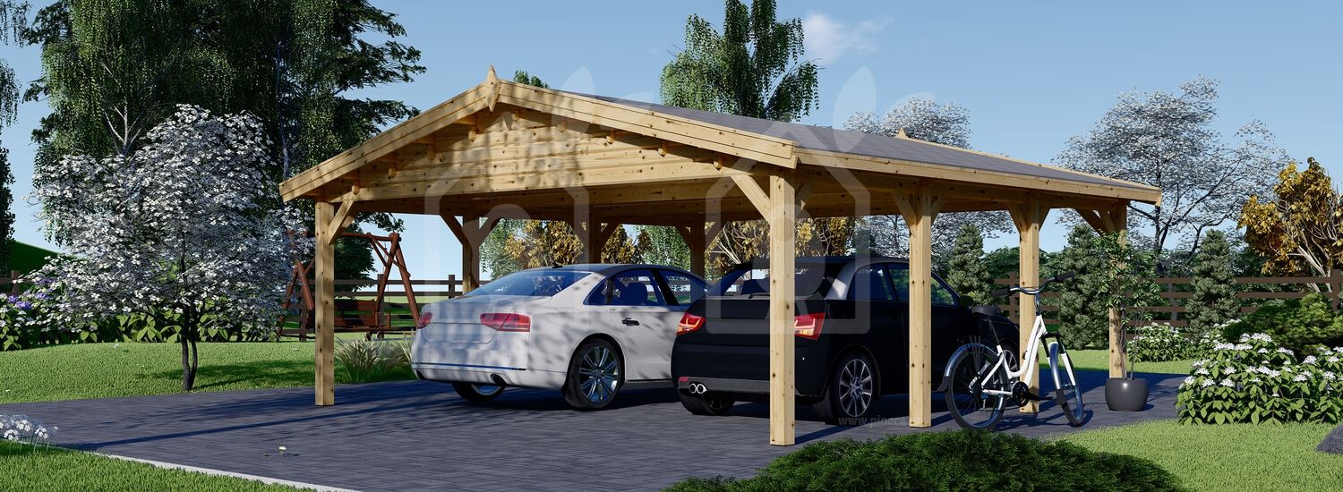 Cochera de madera double CLASSIC DOUBLE, 6x6 m, 36 m²