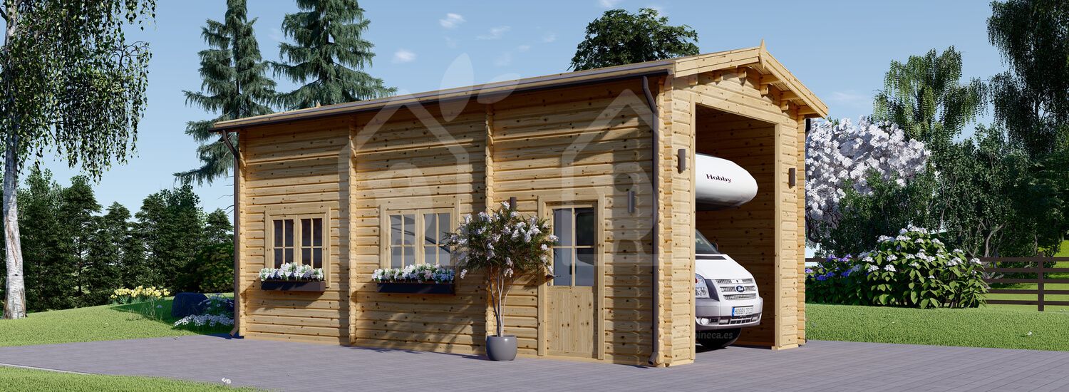 Garaje de madera para caravana (44 mm), 4x8 m, 32 m² visualization 1