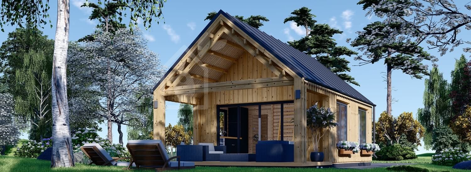 Casa de madera para vivir AGATA (Aislada PLUS, 44 mm + revestimiento), 39 m² visualization 1