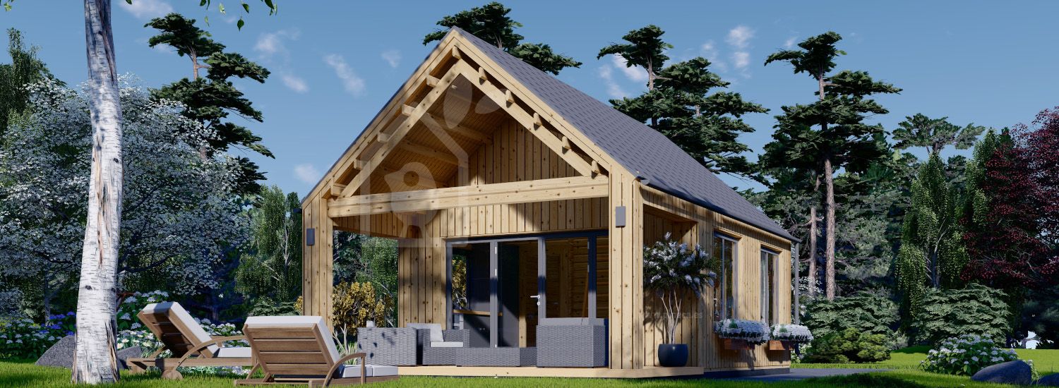 Casa de madera AGATA (44 mm + revestimiento), 39 m² visualization 1