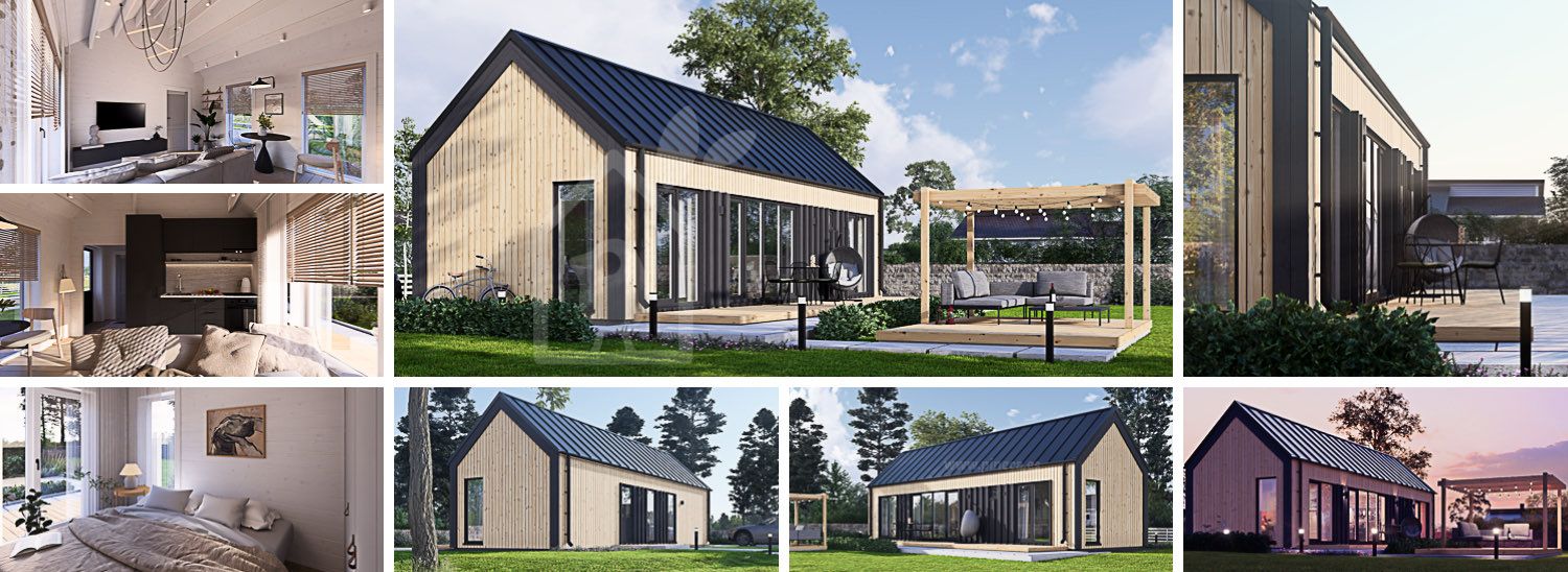 Casa de madera para vivir ADALINE RV (Aislada PLUS, 44 mm + revestimiento), 42 m² visualization 1