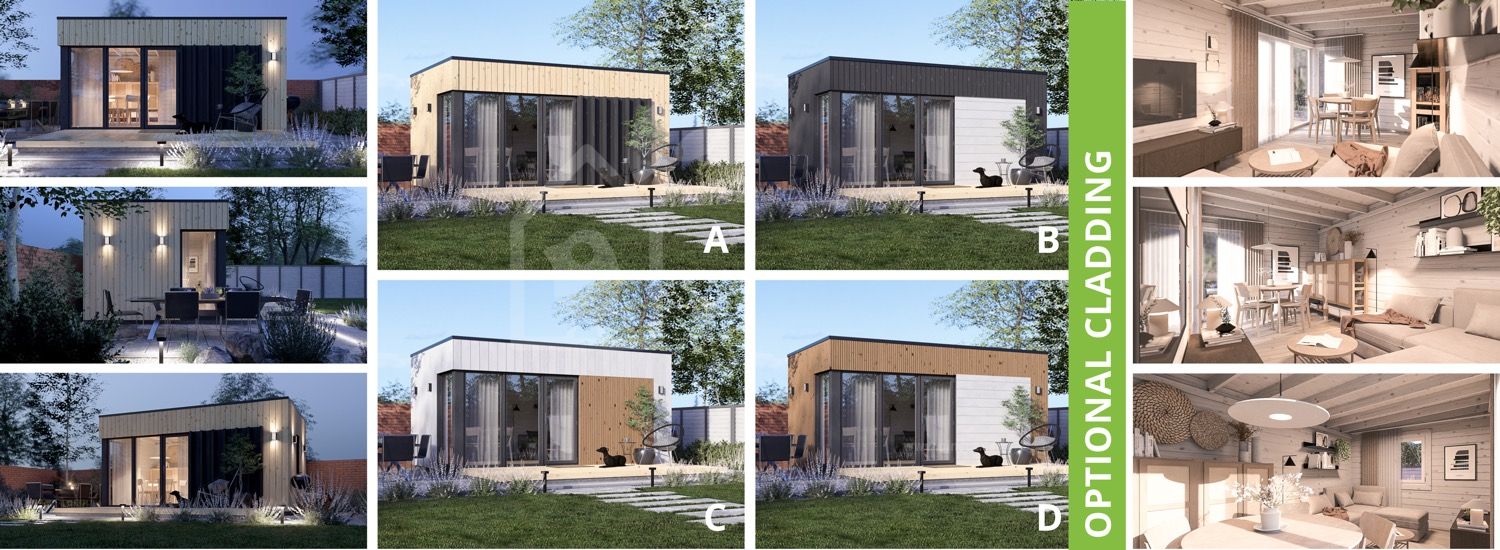 Oficina prefabricada de madera PREMIUM (34 mm + revestimiento), 5x3 m, 13 m² visualization 1