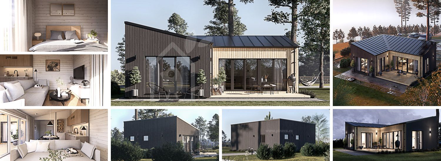 Casa de madera para vivir GINNY RV (Aislada PLUS, 44 mm + revestimiento), 49 m² visualization 1