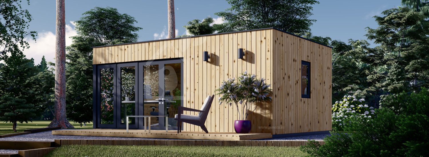 Oficina prefabricada de madera PREMIUM (Aislada PLUS, 34 mm + revestimiento), 6x4 m, 24 m² visualization 1