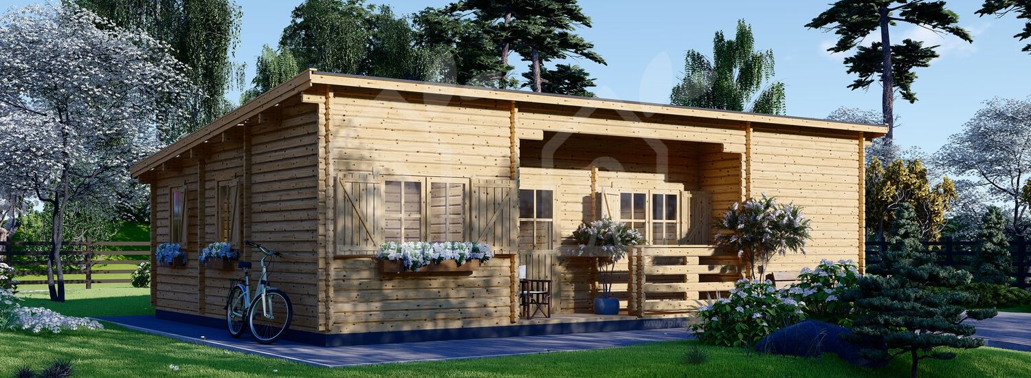Casa de madera de tejado plano UZES F (58 mm), 70 m² visualization 1