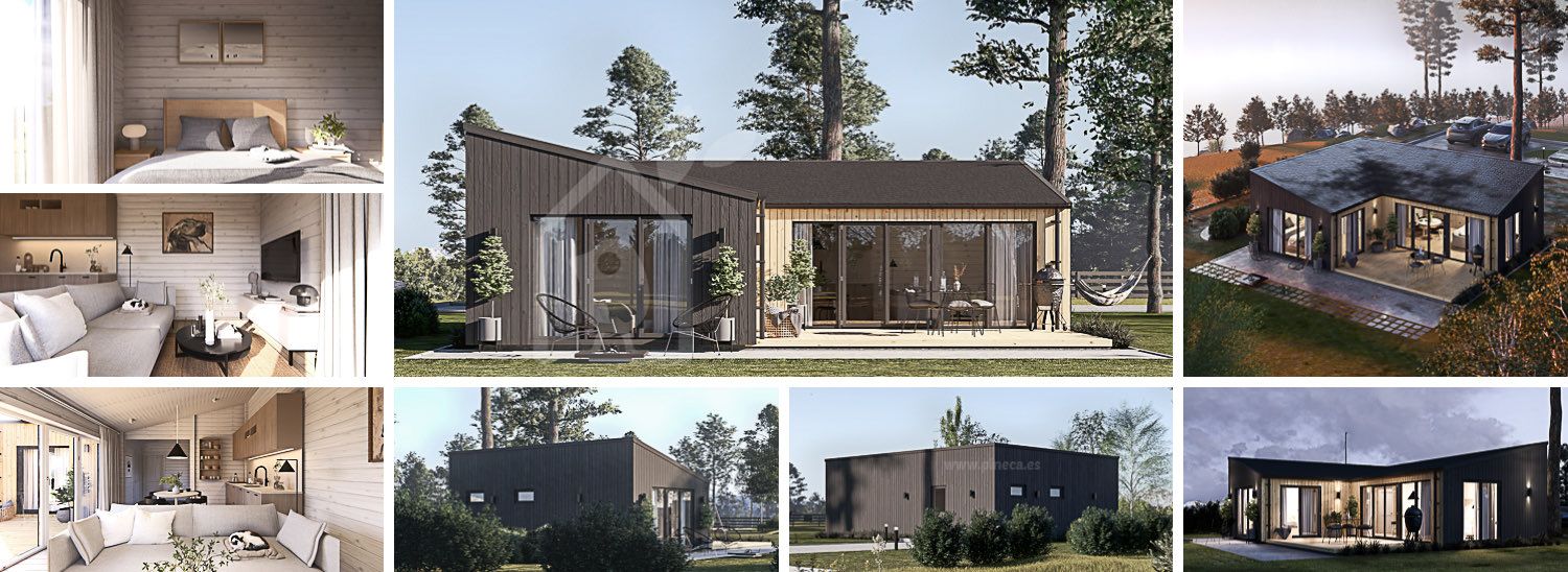 Casa de madera para vivir GINNY (Aislada, 34 mm + revestimiento), 49 m² visualization 1