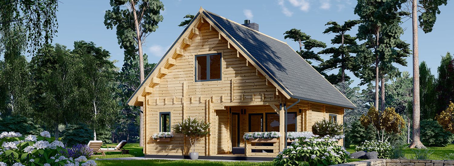 Casa de madera para vivir DORIS (Aislada PLUS, 44+44 mm), 80 m² visualization 1