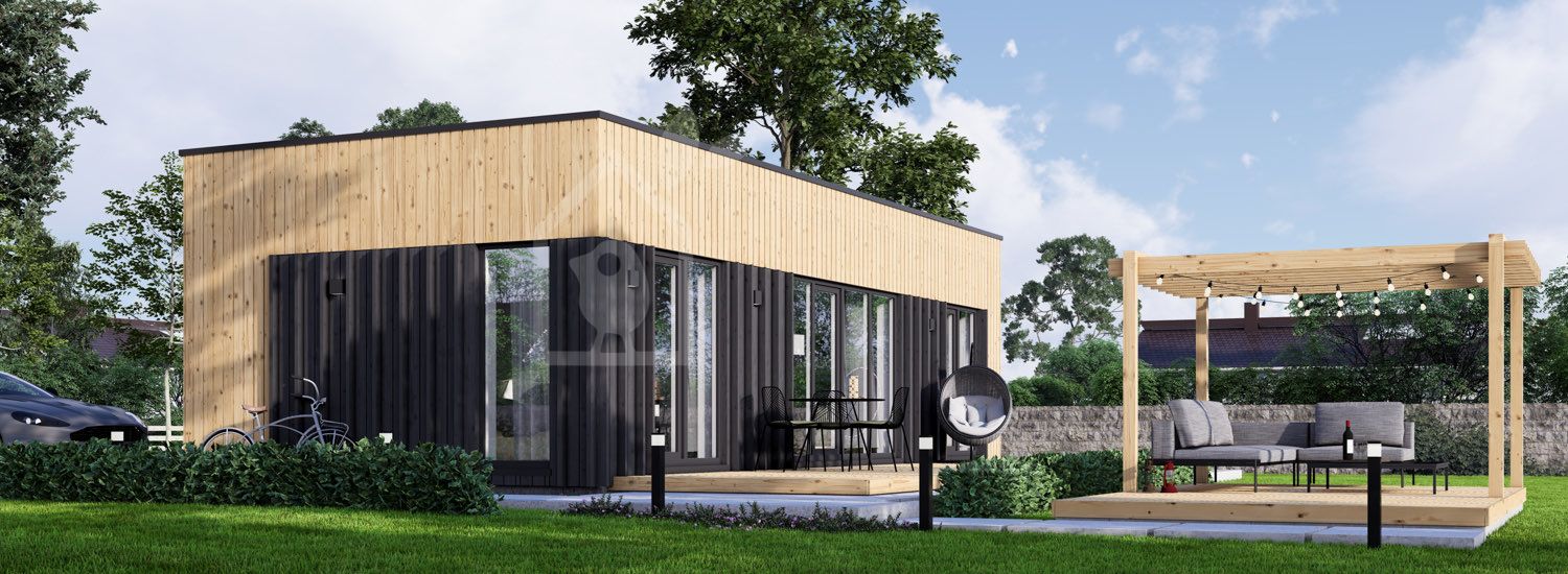 Casa de madera para vivir PREMIUM RV (Aislada PLUS, 44 mm + revestimiento), 42 m² visualization 1