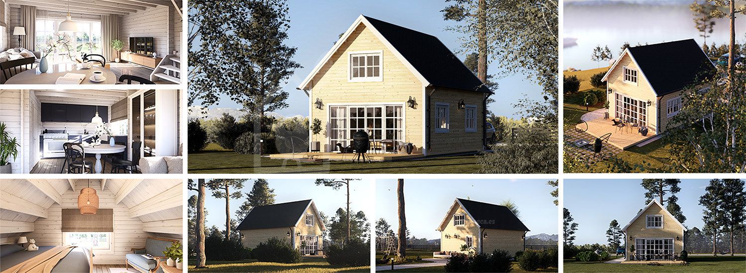 Casa de madera KARINA (34 mm + revestimiento), 46 m² visualization 1
