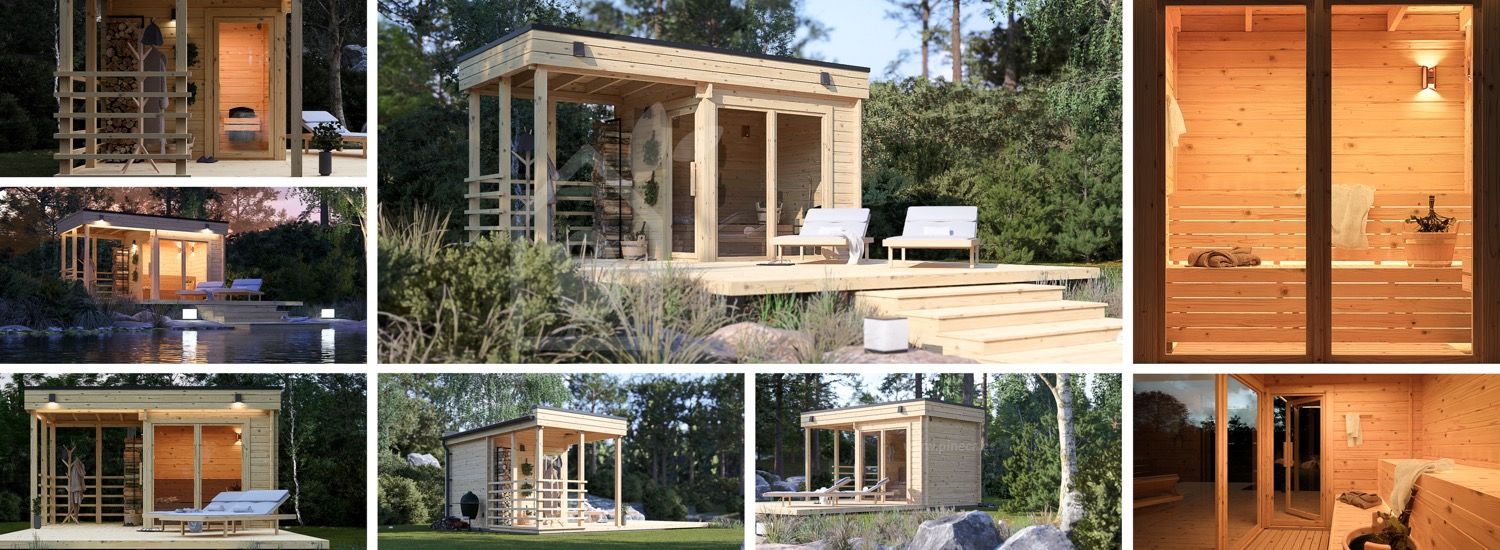 Sauna de exterior FREJA (44 mm), 4.5x2.5 m, 4.85 m² visualization 1