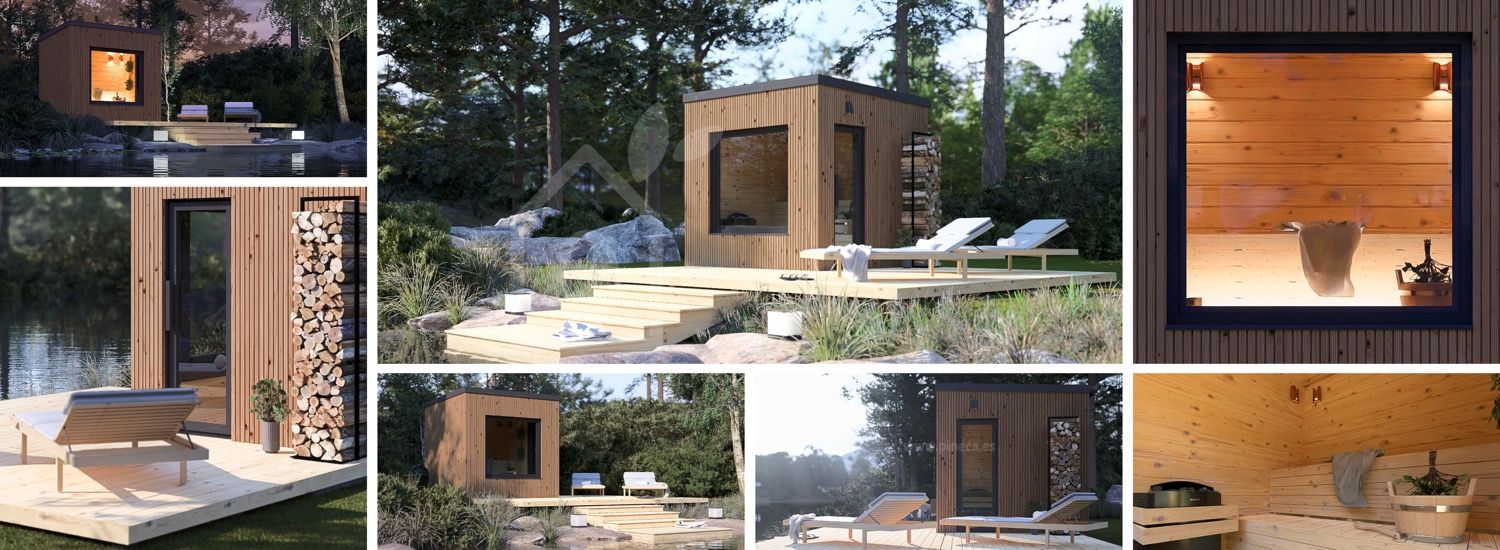 Sauna de exterior OKO (34 mm + revestimiento), 2.3x2.3 m, 4.1 m² visualization 1