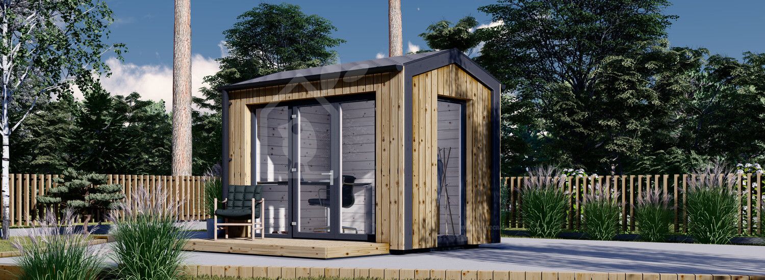 Oficina prefabricada de madera EMMY (Aislada, 34 mm + revestimiento), 3x2 m, 6 m² visualization 1
