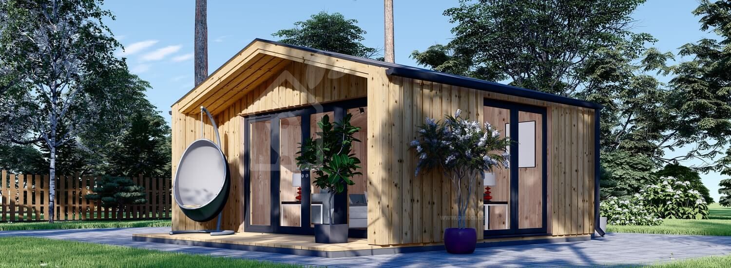 Caseta de jardín de madera PIA (Aislada, estructura de madera), 5.2 x 4.9 m, 18 m² visualization 1