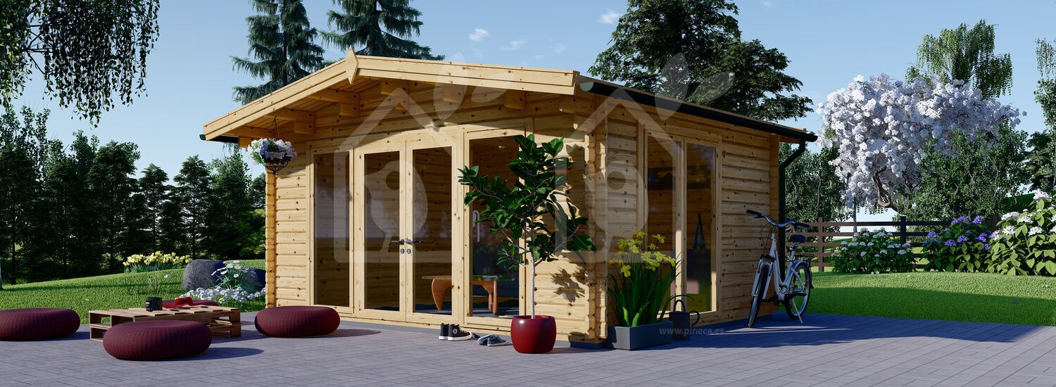 Caseta de jardín de madera MARTA (Aislada, 44+44 mm), 5x4 m, 20 m² visualization 1