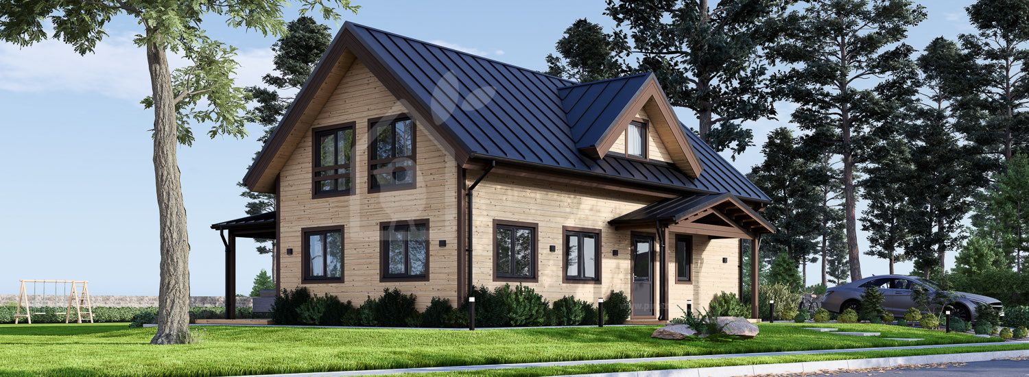 Casa de madera para vivir VERA RV (Aislada PLUS, 44 mm + revestimiento), 127 m² visualization 1
