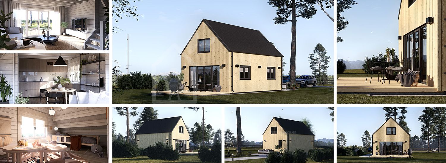 Casa de madera para vivir ALINA (Aislada, 34 mm + revestimiento), 46 m² visualization 1