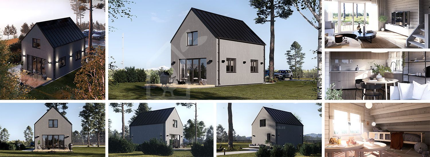 Casa de madera para vivir ALINA RV (Aislada PLUS, 44 mm + revestimiento), 46 m² visualization 1