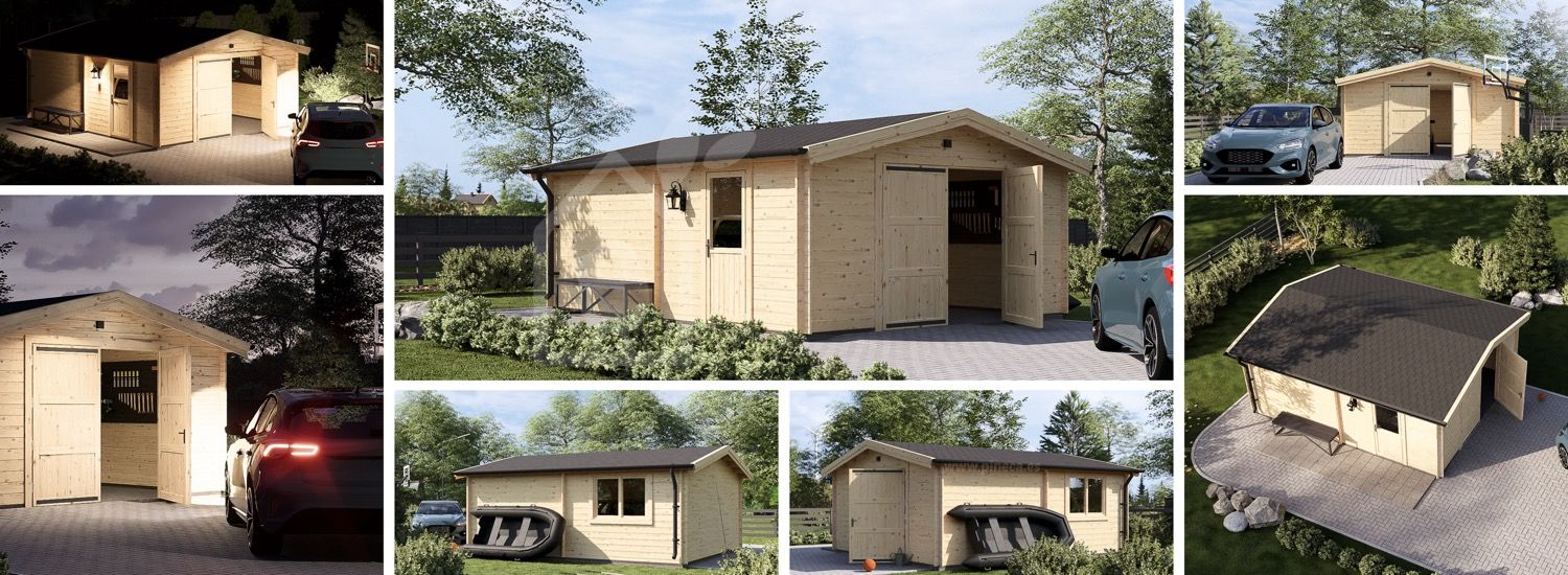 Garaje de madera CLASSIC S (44 mm), 5x6 m, 30 m² visualization 1
