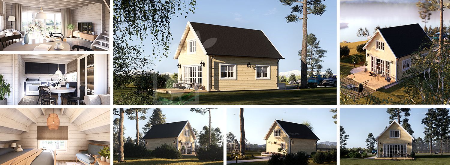 Casa de madera para vivir KARINA (Aislada, 34 mm + revestimiento), 46 m² visualization 1