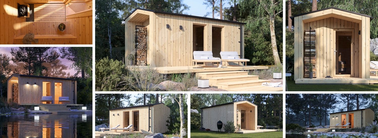 Sauna de exterior SERENE (34 mm + revestimiento), 5.3x2.5 m, 5 m² visualization 1