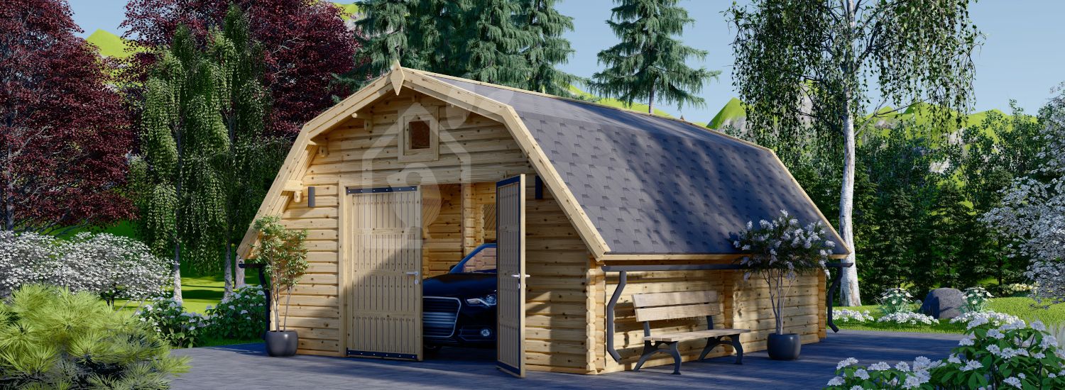Garaje de madera BARN (44 mm), 5x6 m, 30 m² visualization 1