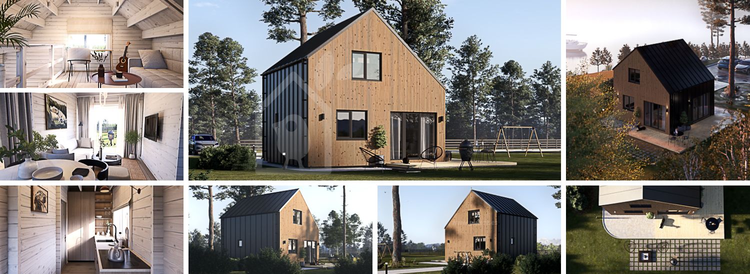 Casa prefabricada para vivir SELIA PV (Aislada PLUS, 44 mm + revestimiento), 44 m² visualization 1