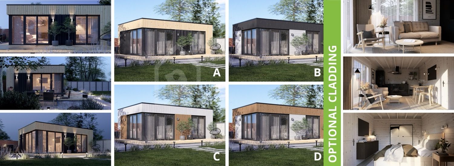 Oficina prefabricada de madera PREMIUM (34 mm + revestimiento), 6.5x4.5 m, 26 m² visualization 1
