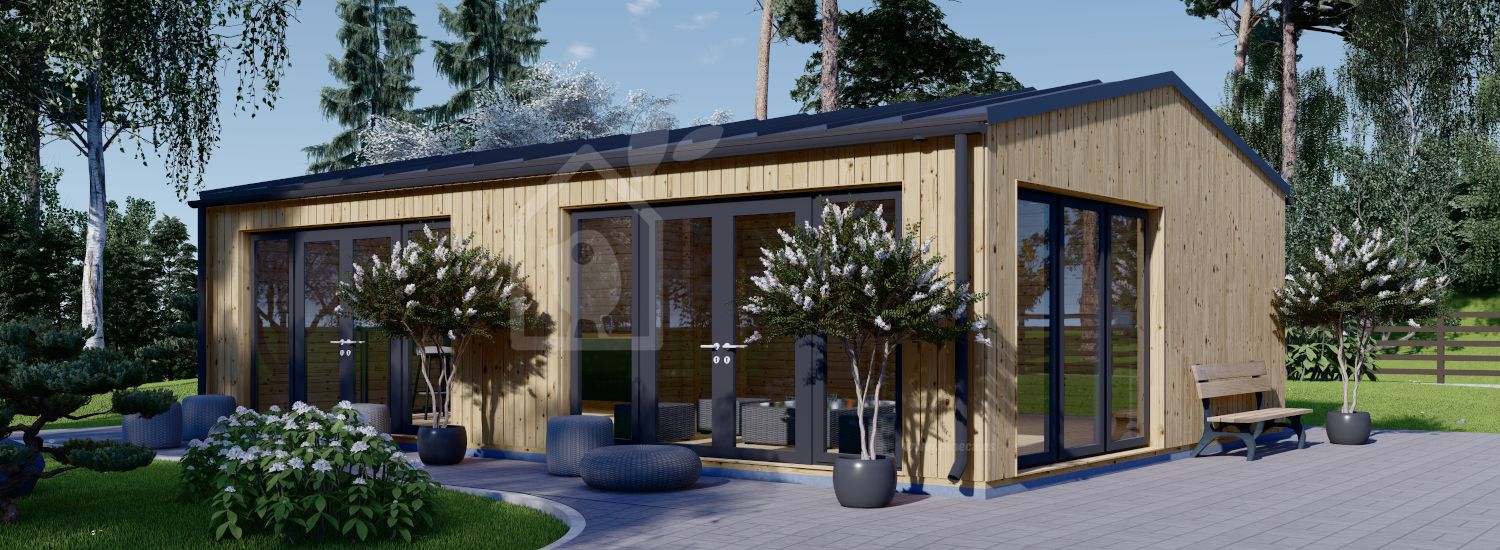 Casa de madera para jardín MARINA Modern (Aislada, 44 mm + revestimiento), 8x6 m, 48 m² visualization 1
