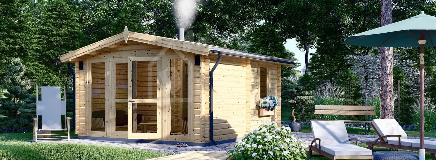 Sauna de exterior ELDA (44 mm), 4x4 m, 16 m² (3 habitaciones) visualization 1