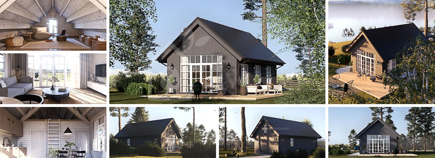 Casa prefabricada para vivir ARIELLE PV (Aislada PLUS, 44 mm + revestimiento), 44 m² visualization 1