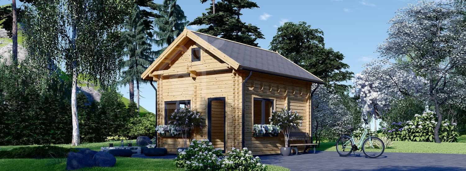 Caseta de madera habitable AVIGNON S (Aislada PLUS, 44+44 mm), 20 m² + 16 m² altillo visualization 1