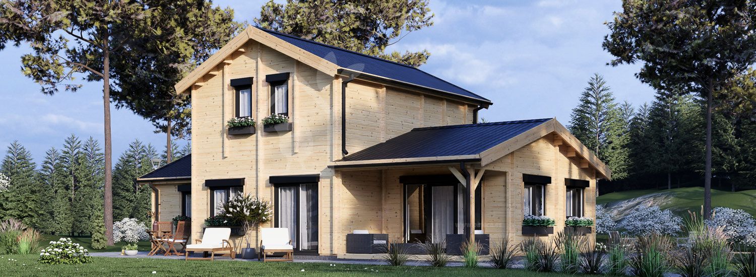 Casa de madera HOLLAND S (66 mm), 113 m² + 13 m² porche visualization 1