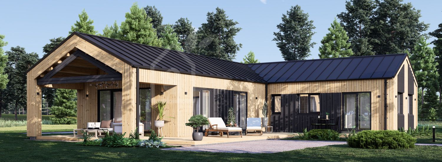 Casa de madera para vivir TESSA RV (Aislada PLUS, 44 mm + revestimiento), 130 m² visualization 1